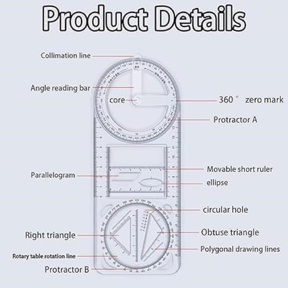 Multifunctional Geometric Ruler ( Buy 1 Get 1 Free )