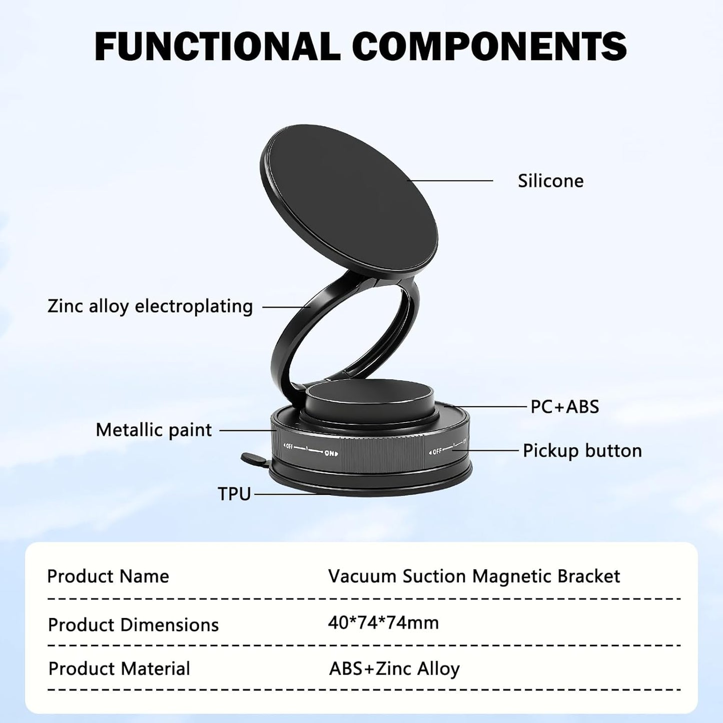 Multipurpose Vacuum Magnetic Phone Holder 360° Rotation & 180° Adjustable ( Buy 1 Get 1 Free )