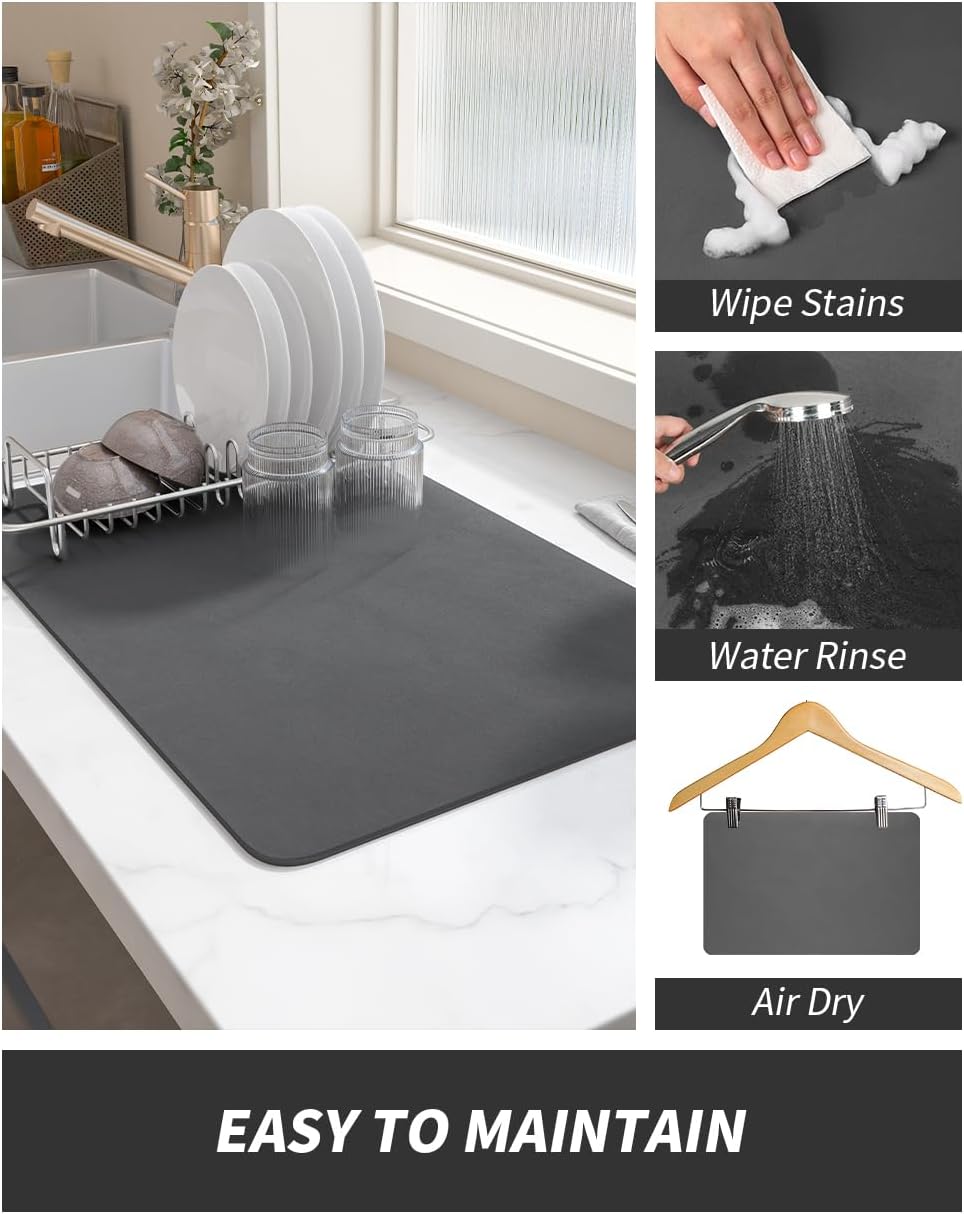 Water Absorbing Dish Drying Mat ( Size : 60 x 40 cm ) (Buy 1 Get 1 Free)