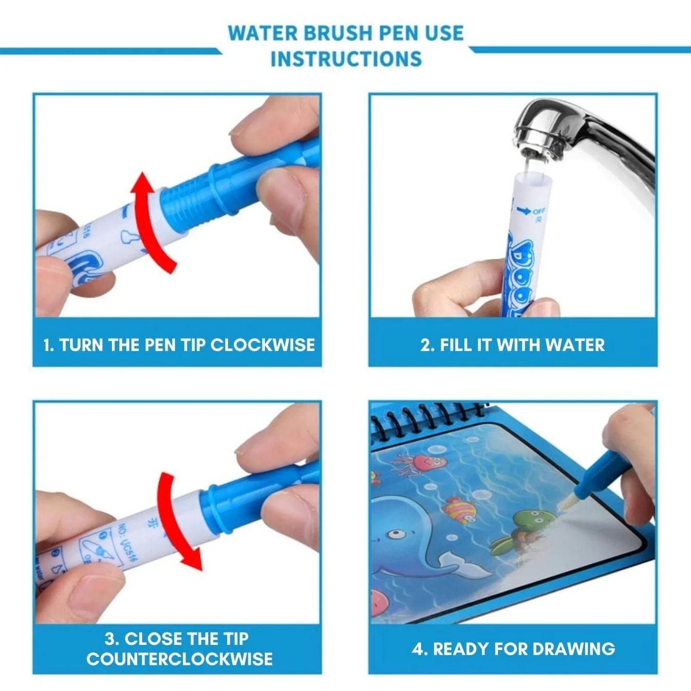đ„ Reusable Magic Water Books (Pack of 4)