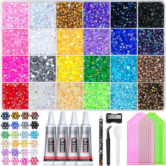 40000 Pcs Resin Jelly Rhinestones for Bedazzling, All-in-One Kit