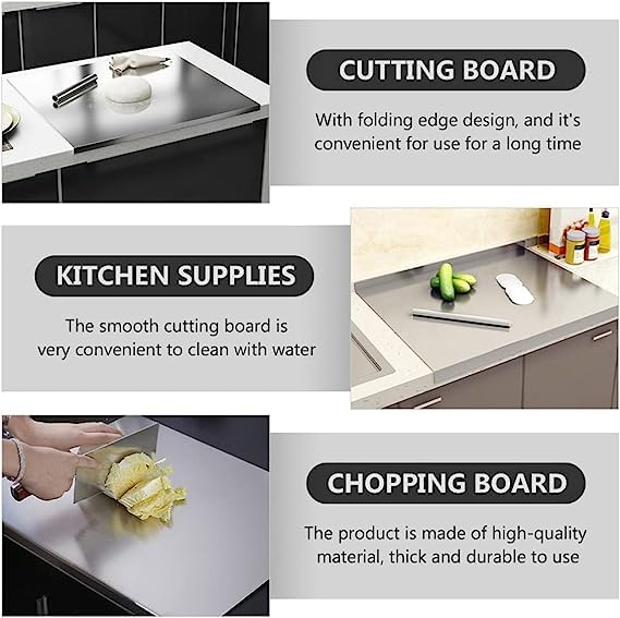 Stainless Steel Chopping Board & Kitchen Countertop 41 x 31 Cm (Original Big Size)