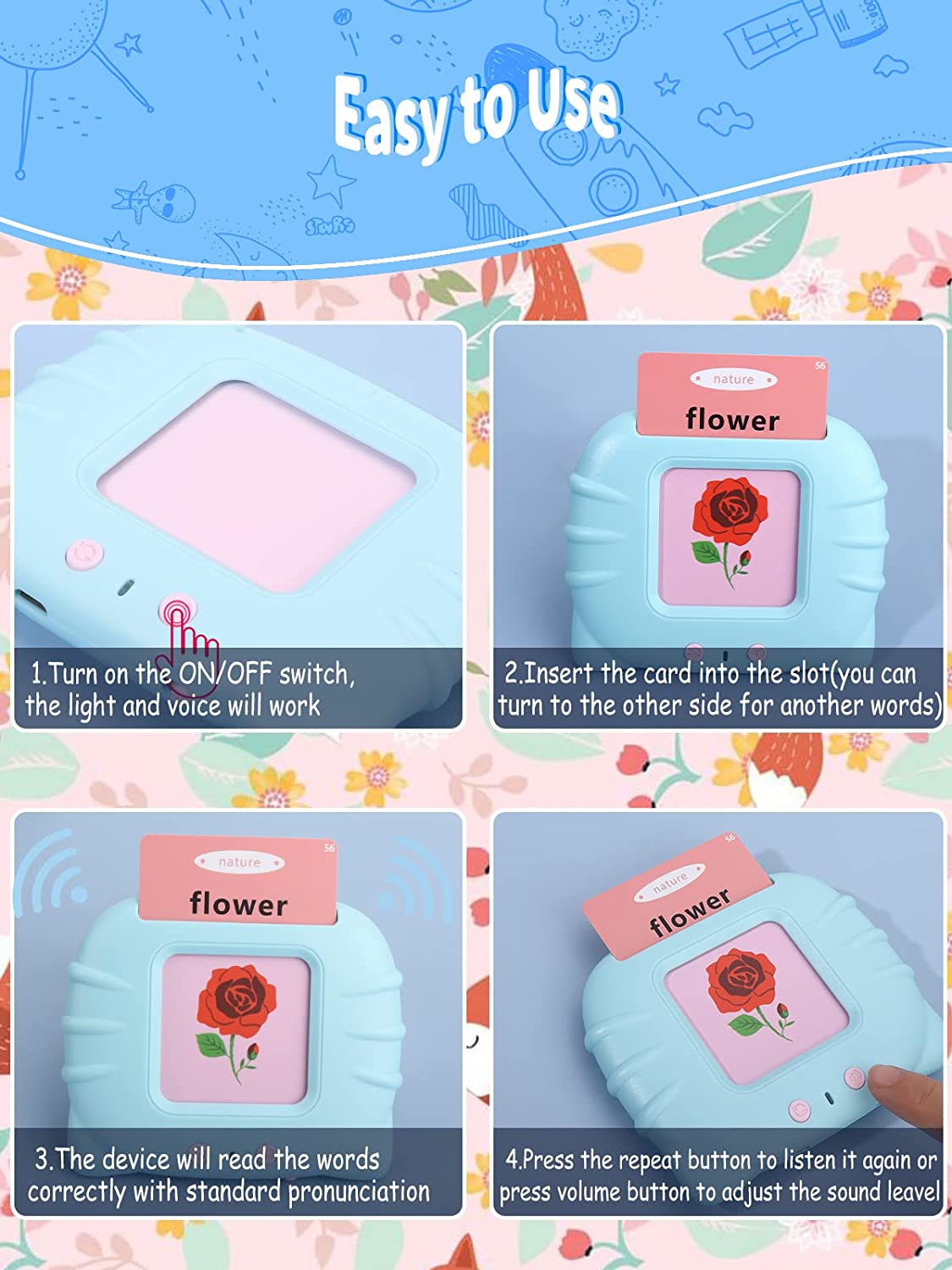 Talking Flash Card Educational Toy For Kids (200+ Words)