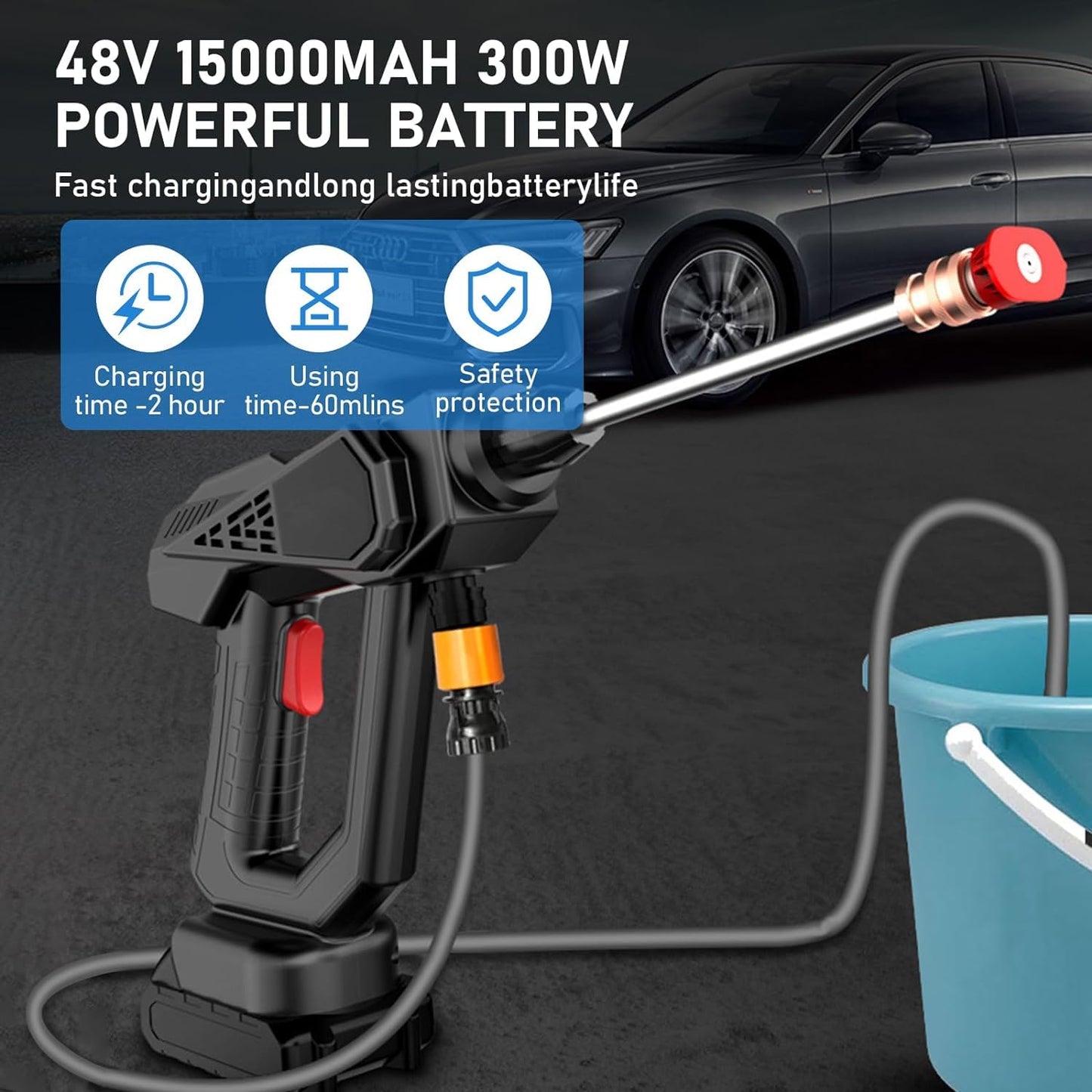 Electric Portable High Pressure Washer Gun for Car & Bike