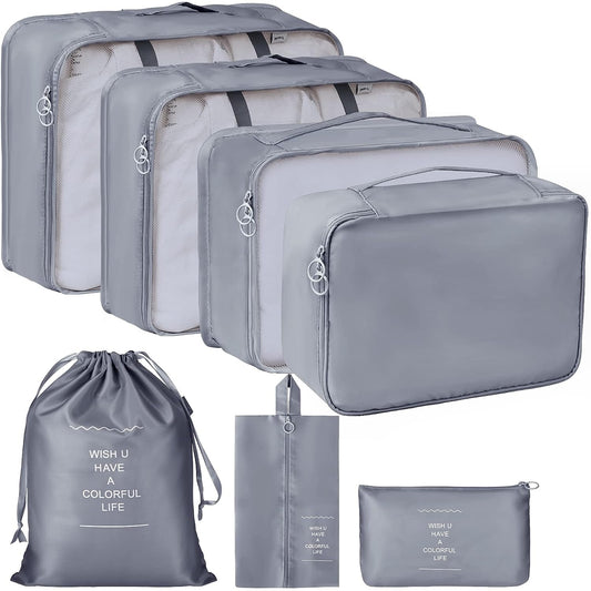 7 Pcs Set Travel Laundry Cosmetics Luggage Packing Organizers Bag Set