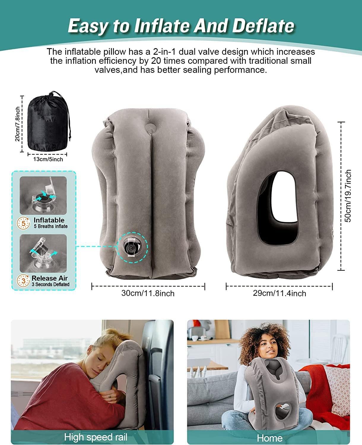 Inflatable Travel Pillow For Support Neck & Head