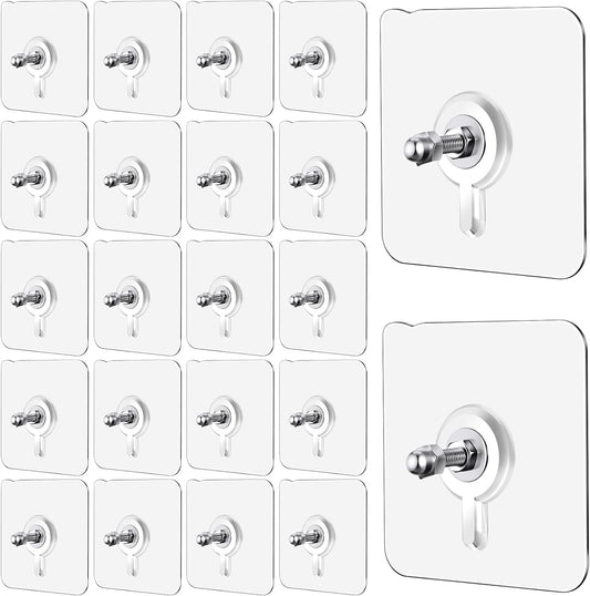 Adhesive Wall Mount Screw Hooks for Hanging Without Drilling