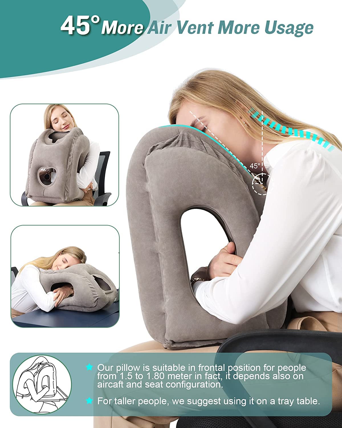 Inflatable Travel Pillow For Support Neck & Head