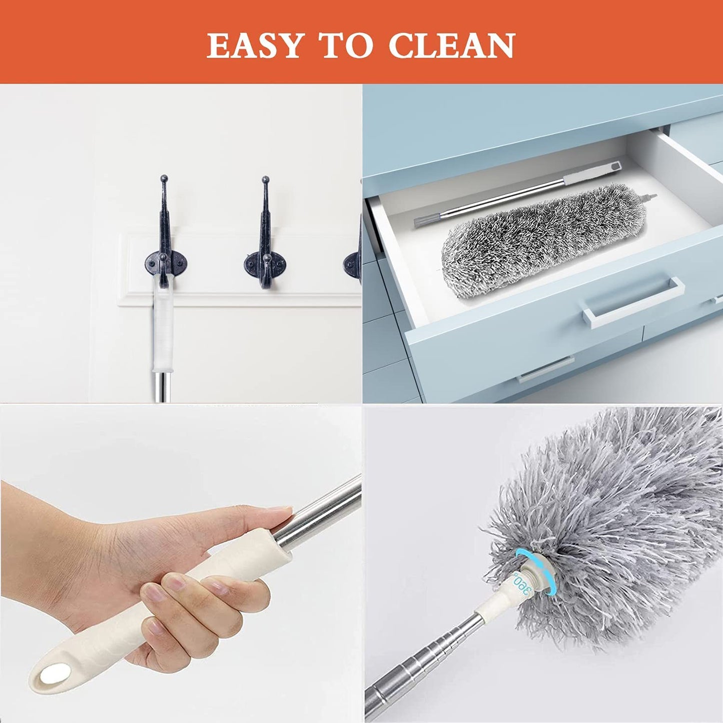 Long Dust Cleaning Mop - Washable