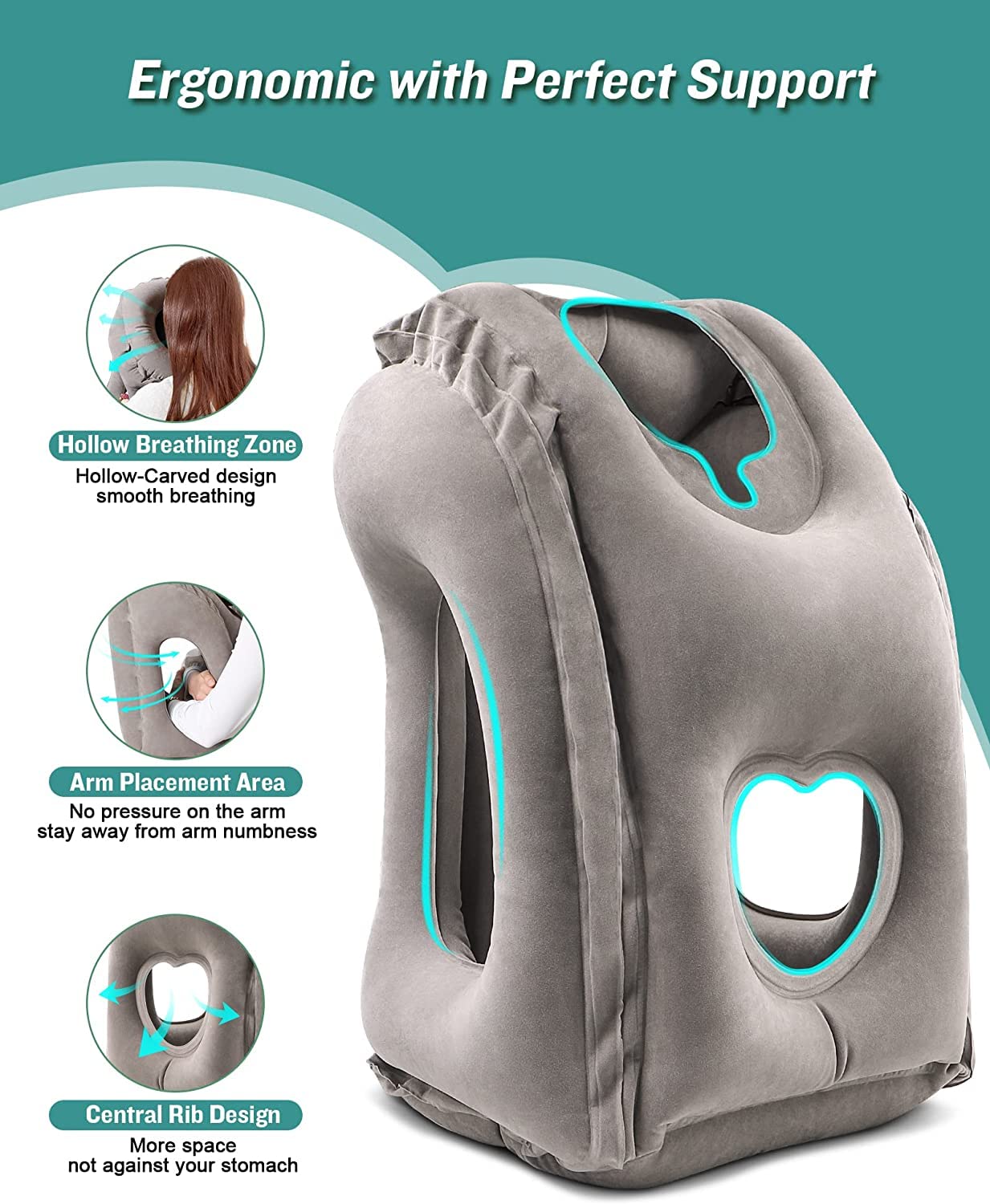 Inflatable Travel Pillow For Support Neck & Head