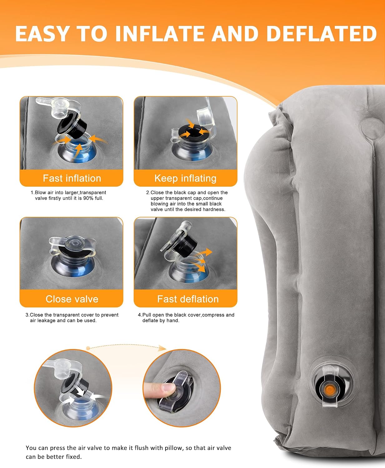 Inflatable Travel Pillow For Support Neck & Head