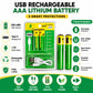 Type C Rechargeable Batteries 800 mWh 2 Pcs AAA & 2 Pcs AA Total ( 4 Pcs Set )