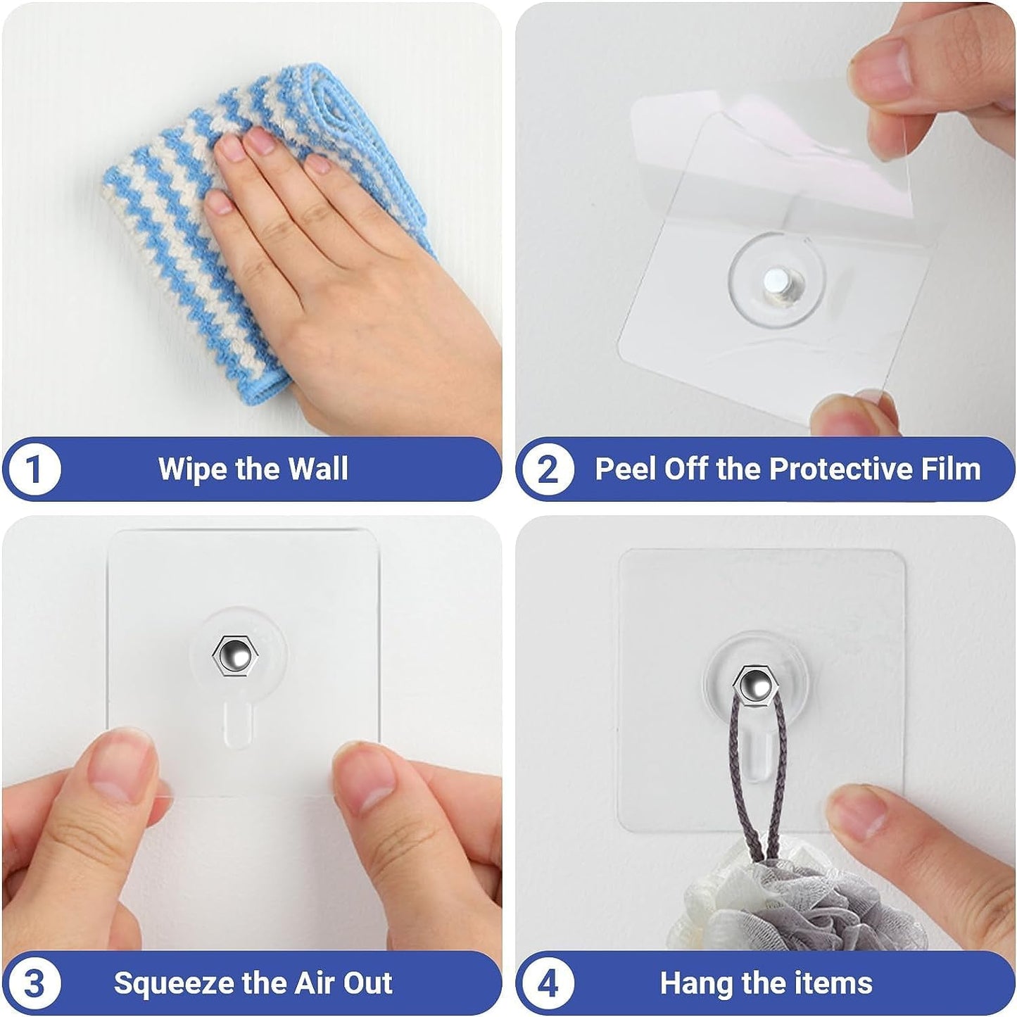 Adhesive Wall Mount Screw Hooks for Hanging Without Drilling