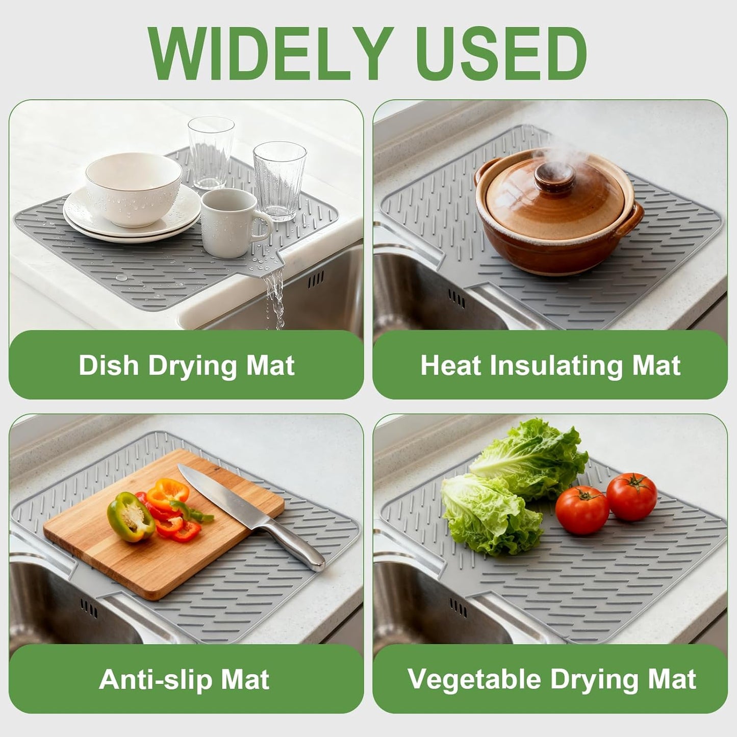 Non-Slip & Heat-Resistant Silicone Dish Drying Mat