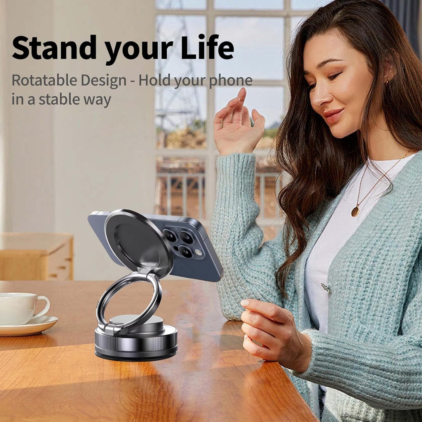 Multipurpose Vacuum Magnetic Phone Holder 360° Rotation & 180° Adjustable ( Buy 1 Get 1 Free )