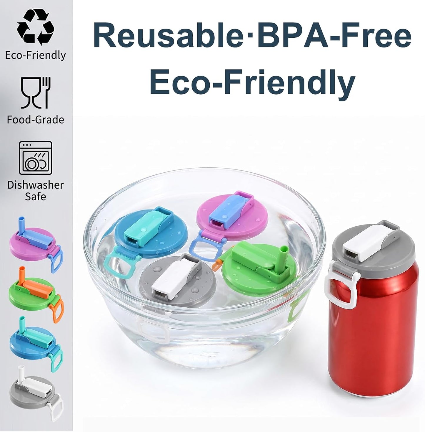 BPA-Free Reusable Soda Can Lids with straw (Buy 1 Get 1 Free)
