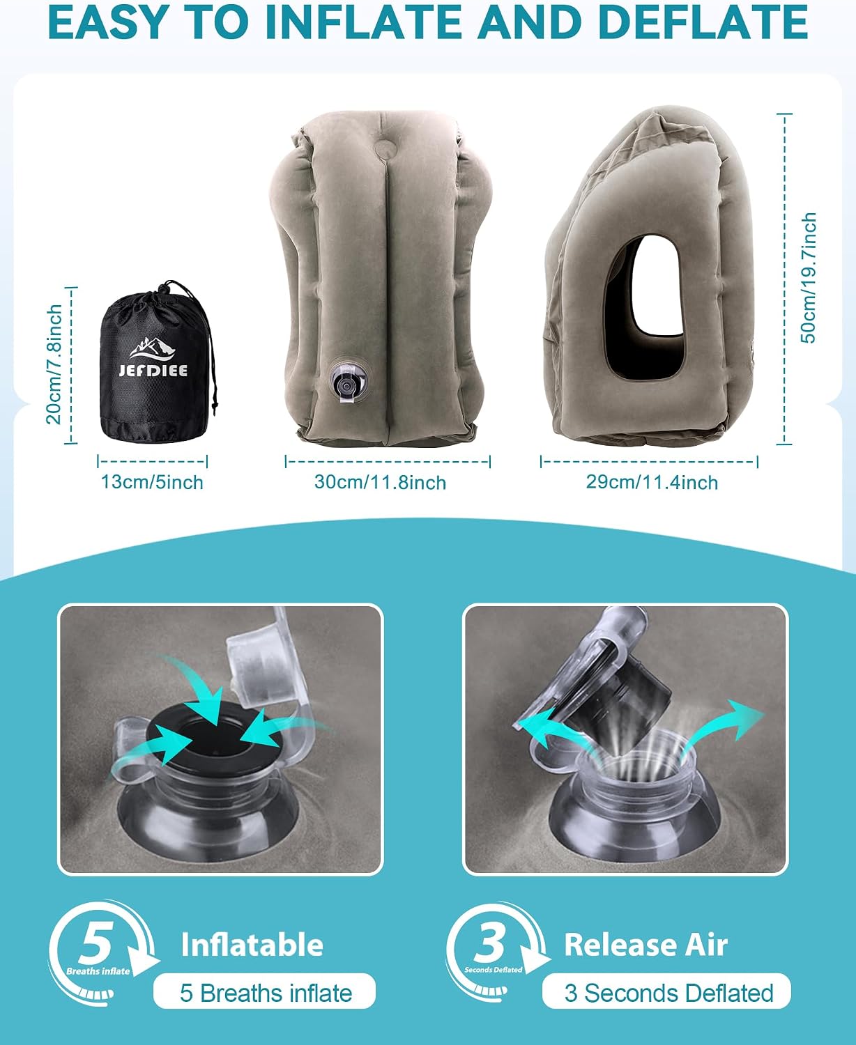 Inflatable Travel Pillow For Support Neck & Head