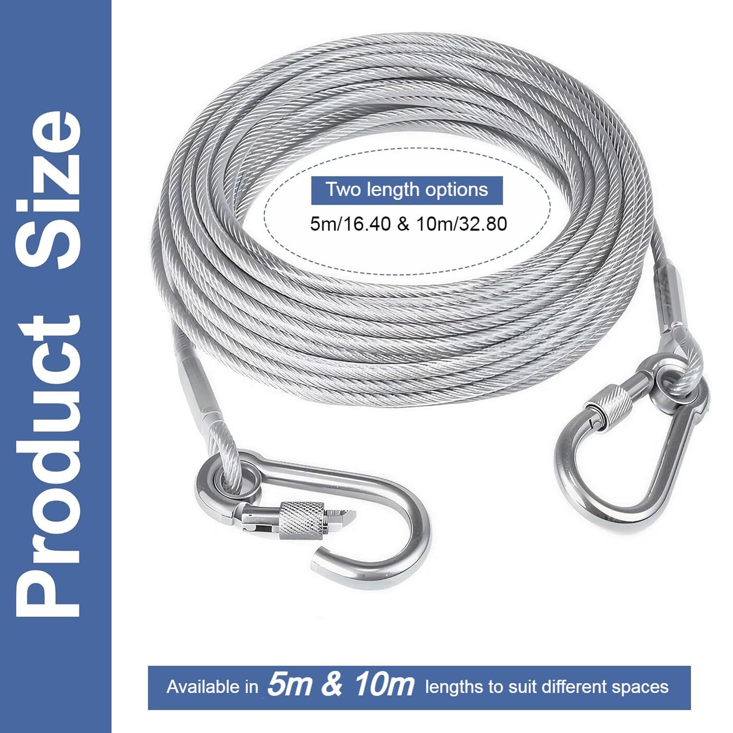 Portable Stainless Steel Clothesline Rope with Hooks (Buy 1 Get 1 Free)