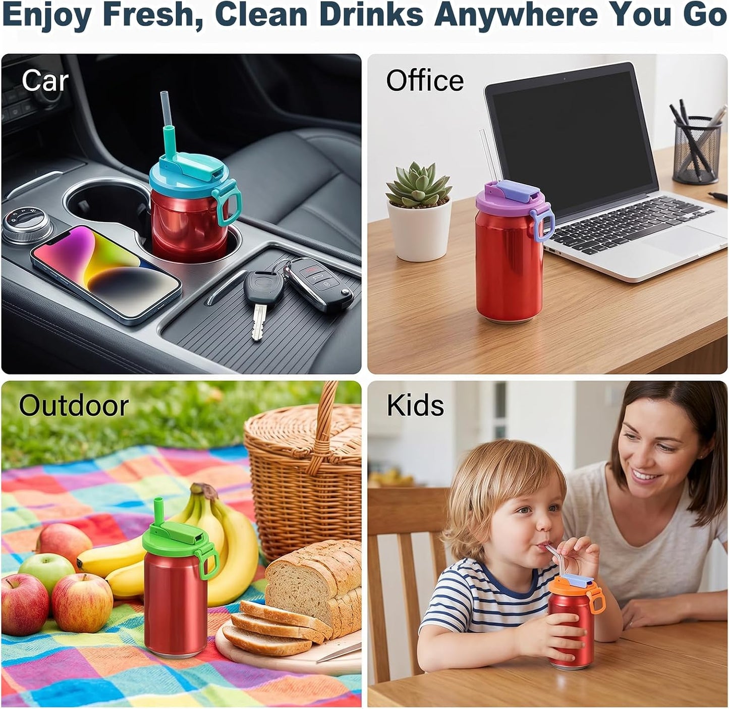 BPA-Free Reusable Soda Can Lids with straw (Buy 1 Get 1 Free)