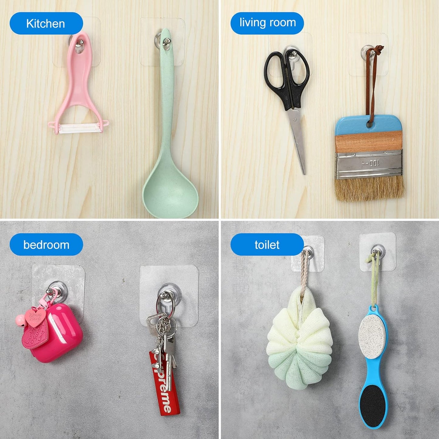 Adhesive Wall Mount Screw Hooks for Hanging Without Drilling