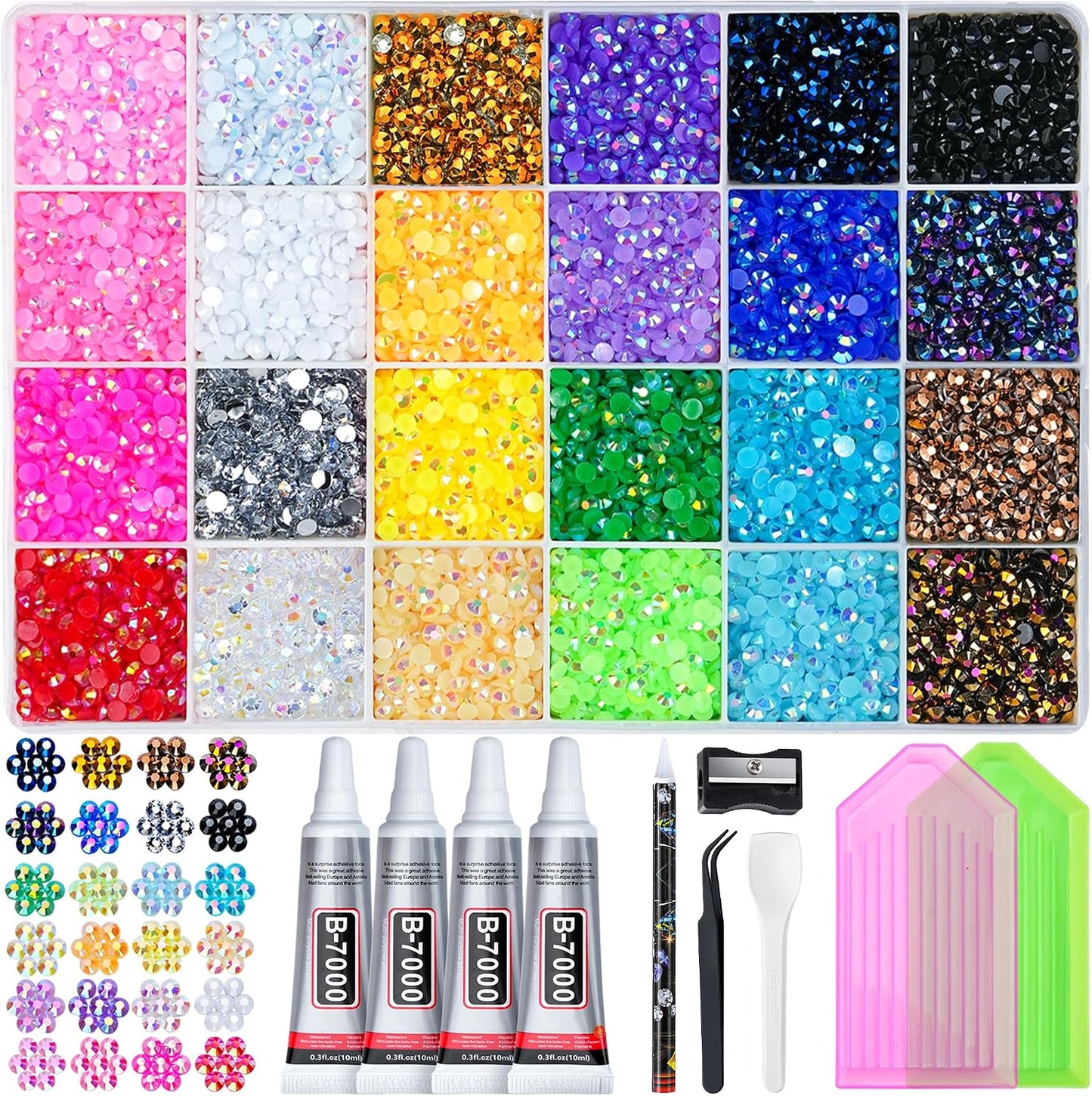 40000 Pcs Resin Jelly Rhinestones for Bedazzling, All-in-One Kit