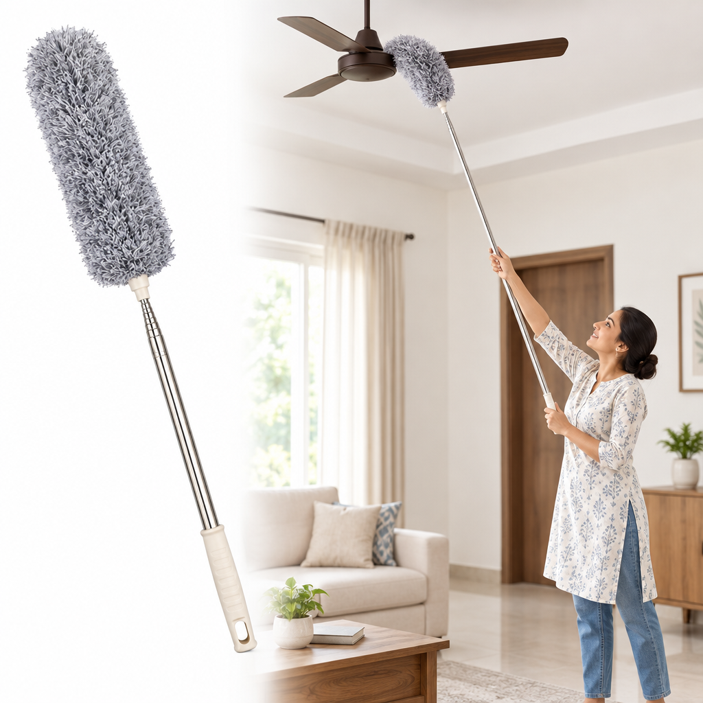 Duster product image with ceiling fan cleaning use case