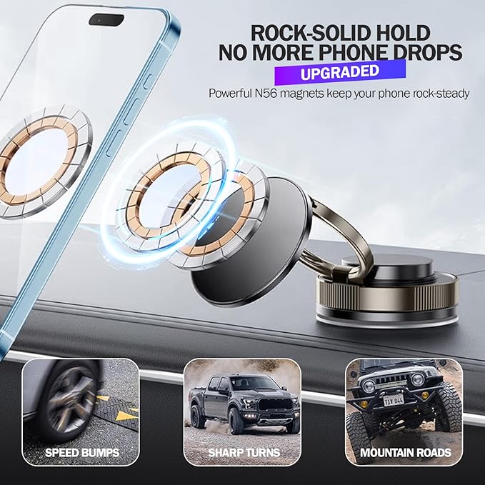 Multipurpose Vacuum Magnetic Phone Holder 360° Rotation & 180° Adjustable ( Buy 1 Get 1 Free )