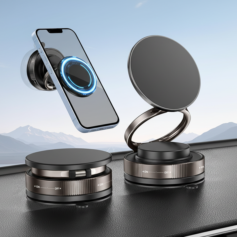 Multipurpose Vacuum Magnetic Phone Holder 360° Rotation & 180° Adjustable ( Buy 1 Get 1 Free )