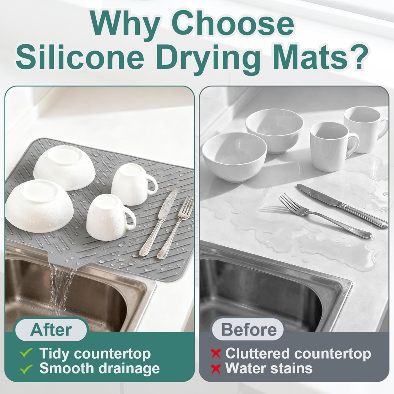 Non-Slip & Heat-Resistant Silicone Dish Drying Mat