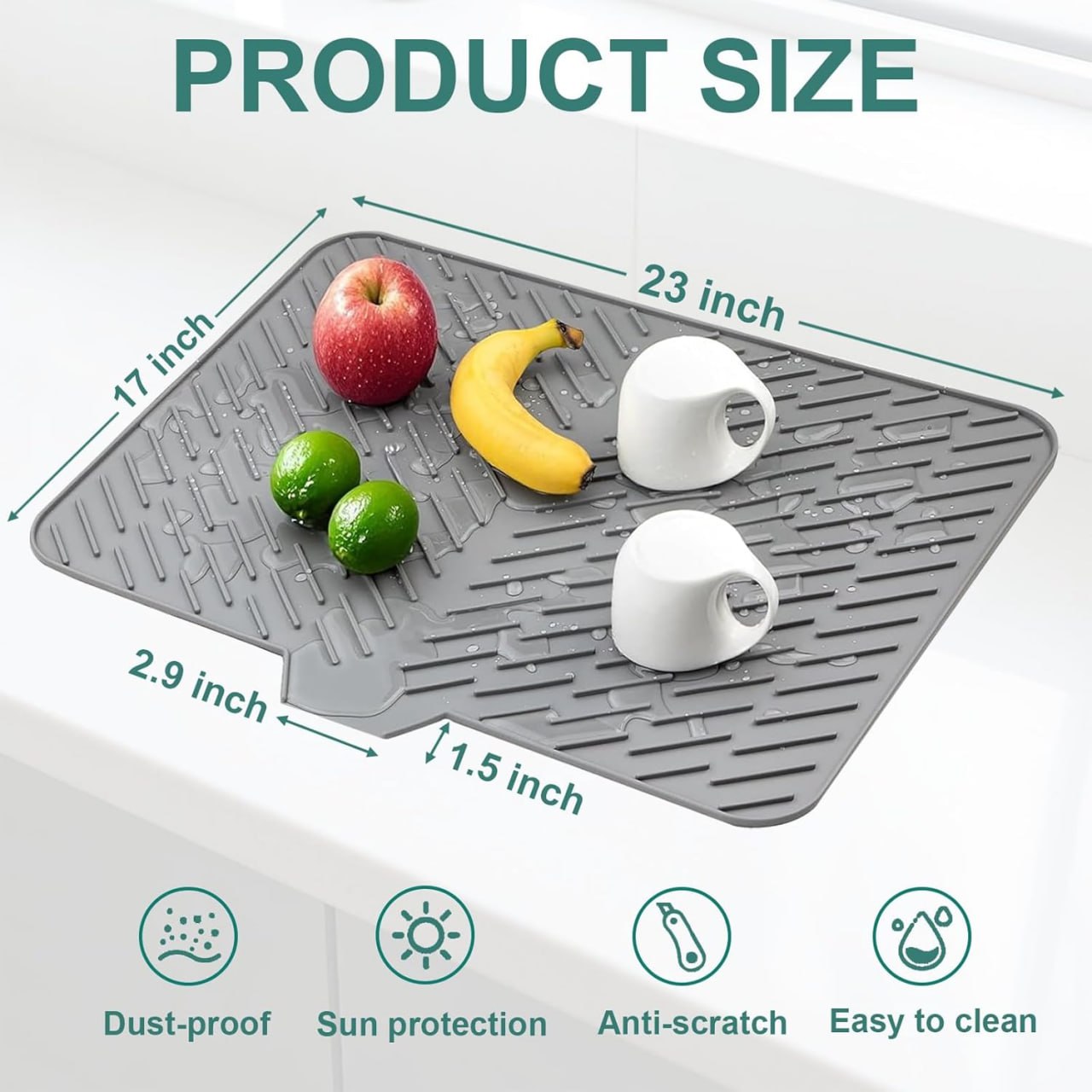 Non-Slip & Heat-Resistant Silicone Dish Drying Mat