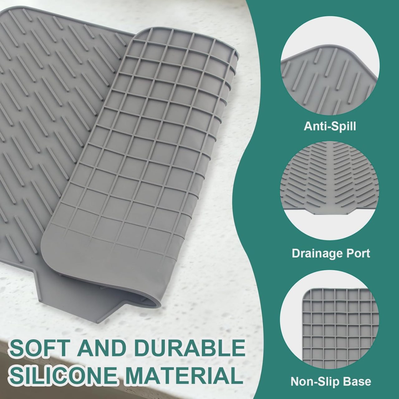 Non-Slip & Heat-Resistant Silicone Dish Drying Mat