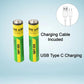 Type C Rechargeable Batteries 800 mWh 2 Pcs AAA & 2 Pcs AA Total ( 4 Pcs Set )