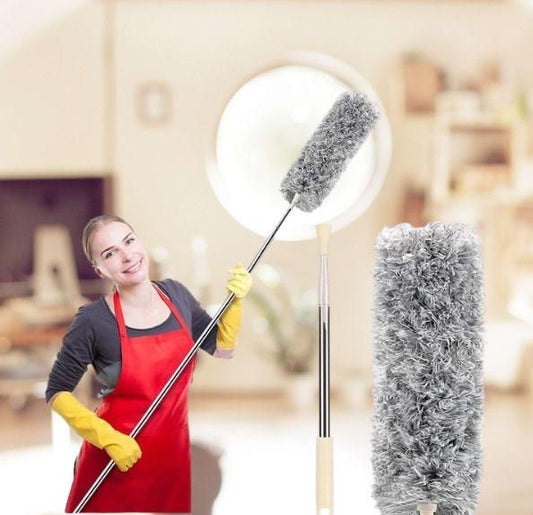 Mop-Microfiber Feather Duster Bendable & Extendable Fan Cleaning Duster with 100 inches Expandable Pole Handle Washable Duster for High Ceiling Fans