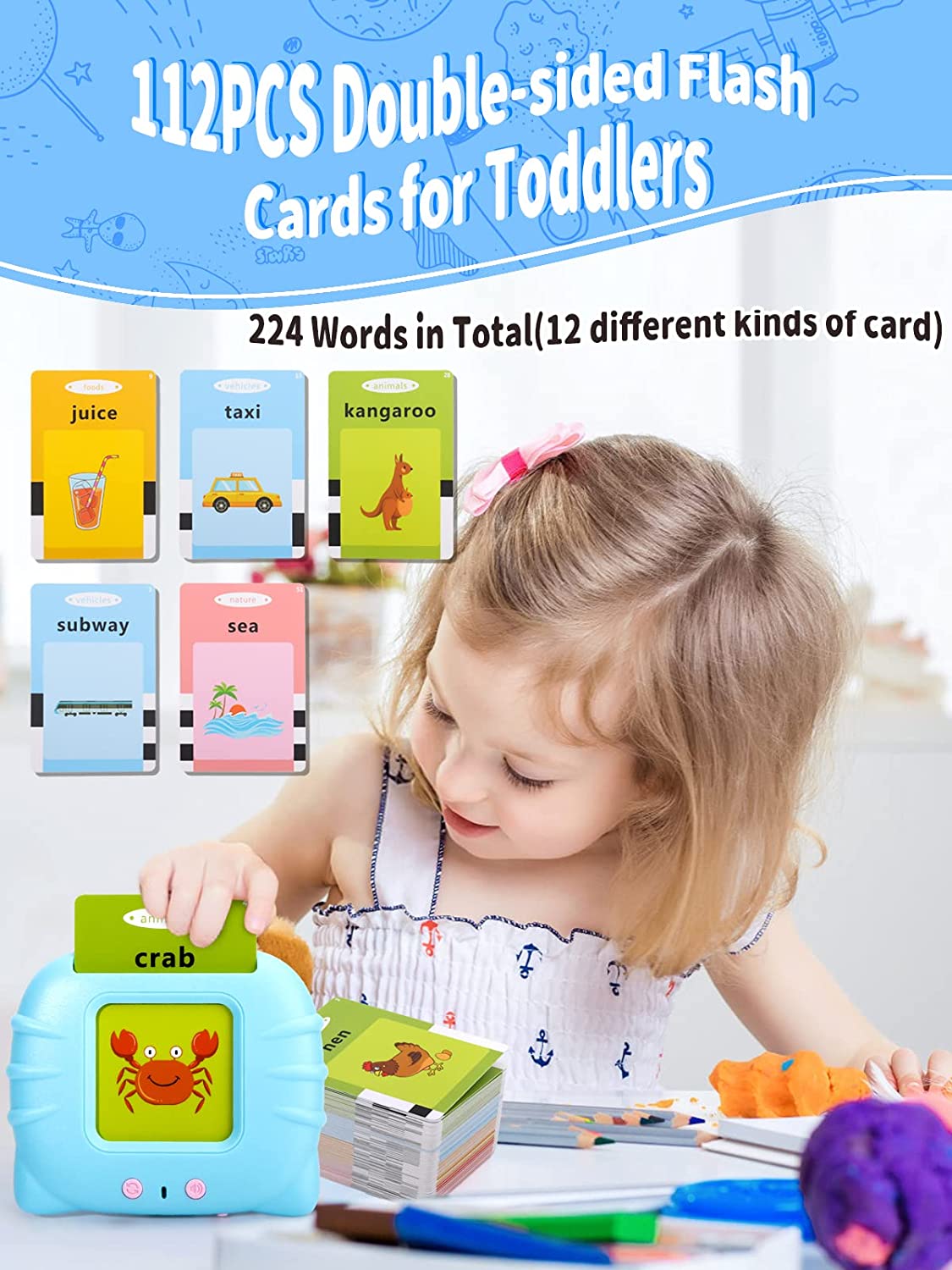 Talking Flash Card Educational Toy For Kids (200+ Words) – TurtleCart®️