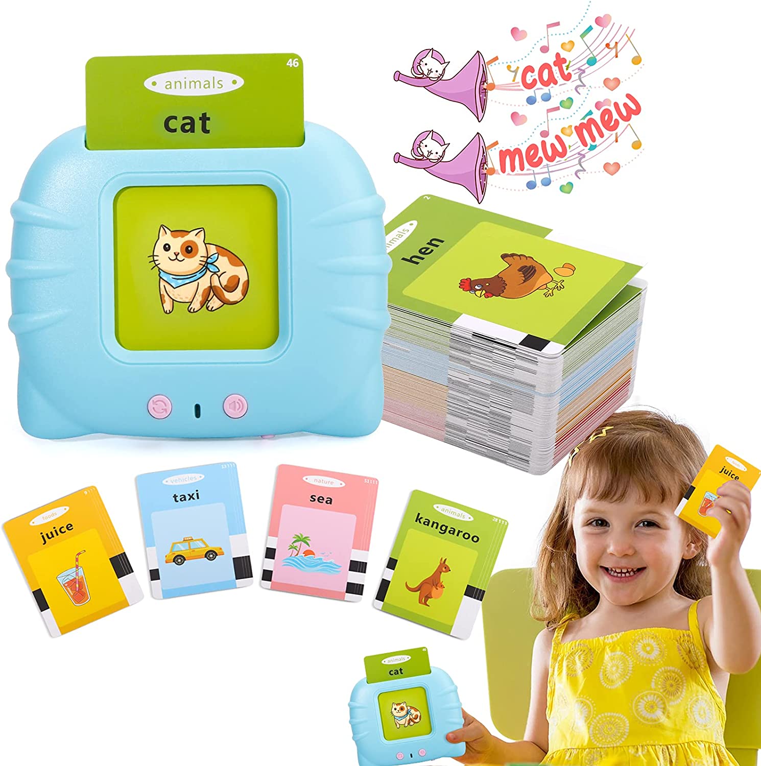 Text Card Toys Talking Flash Card Educational Toy For Kids (200+ Words) – TurtleCart®️