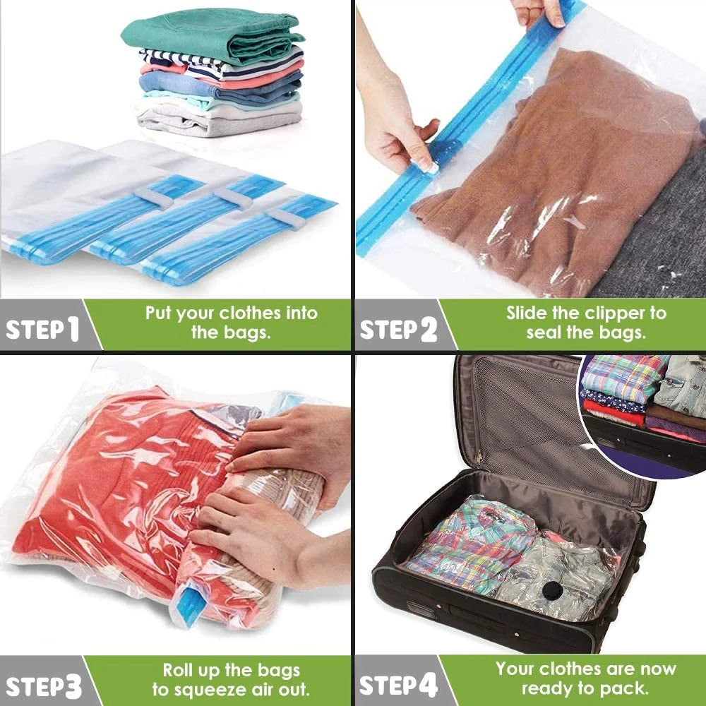 Vacuum Storage Bags for Travel, 20 Pack Compression Bags with Hand Pump |  eBay