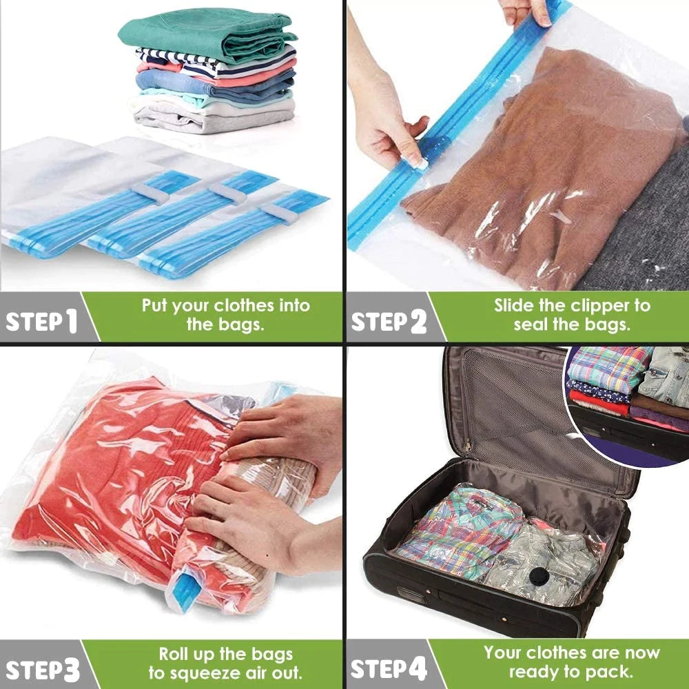 Space Saver Vacuum Storage Bag [Pack Of 5 Bag + 1 Pump]