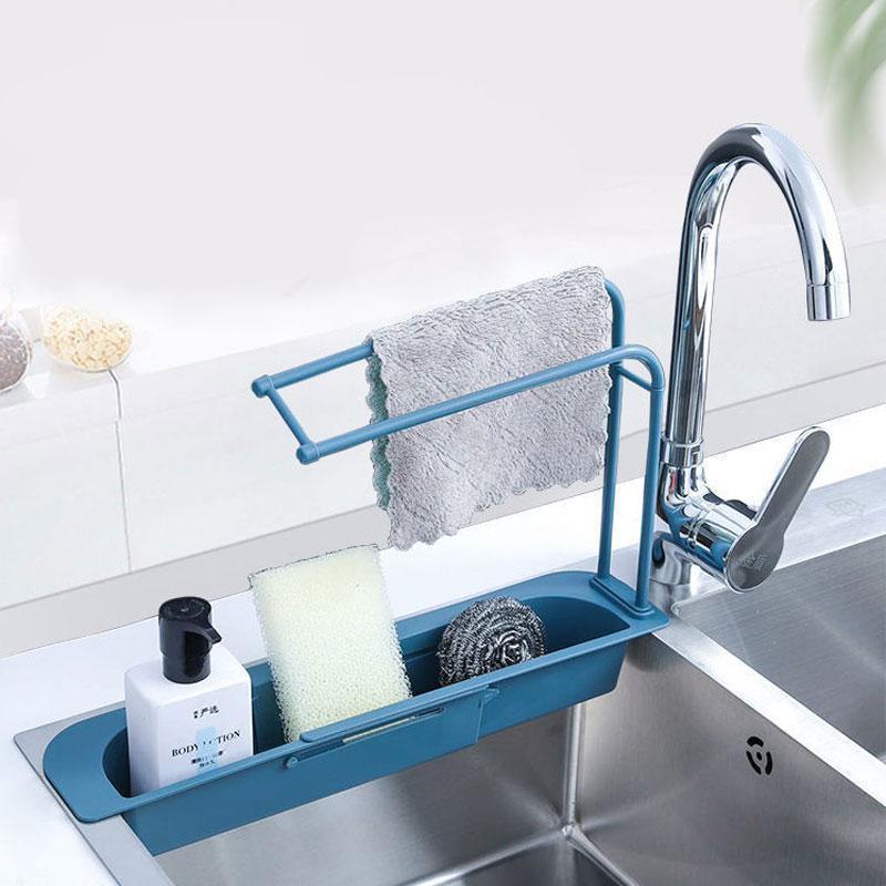 Adjustable Sink Rack Organiser With Cloth Hanger