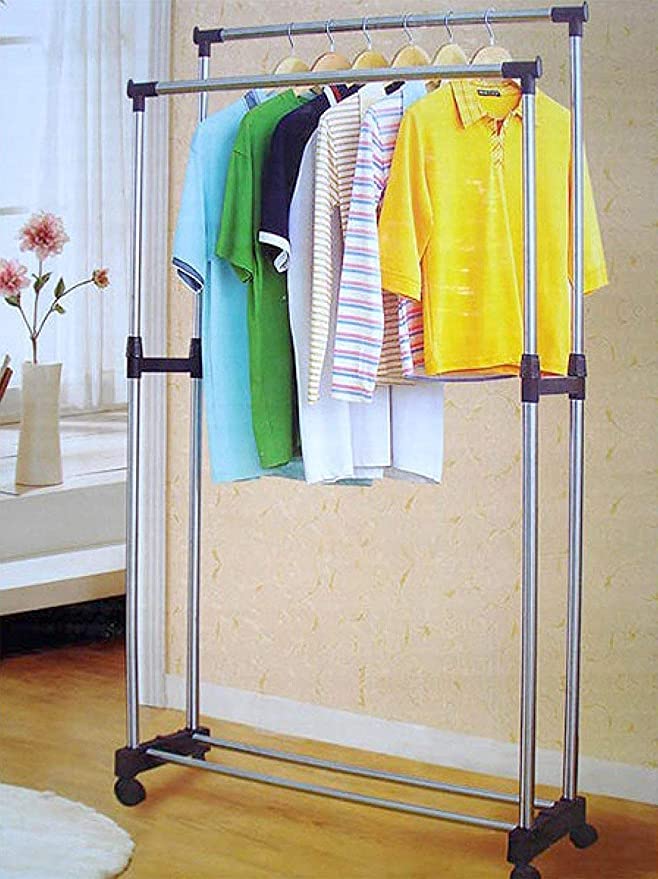 Double Pole Cloth Rack (Stainless Steel)