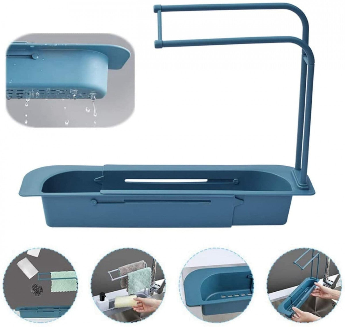 Adjustable Sink Rack Organiser With Cloth Hanger