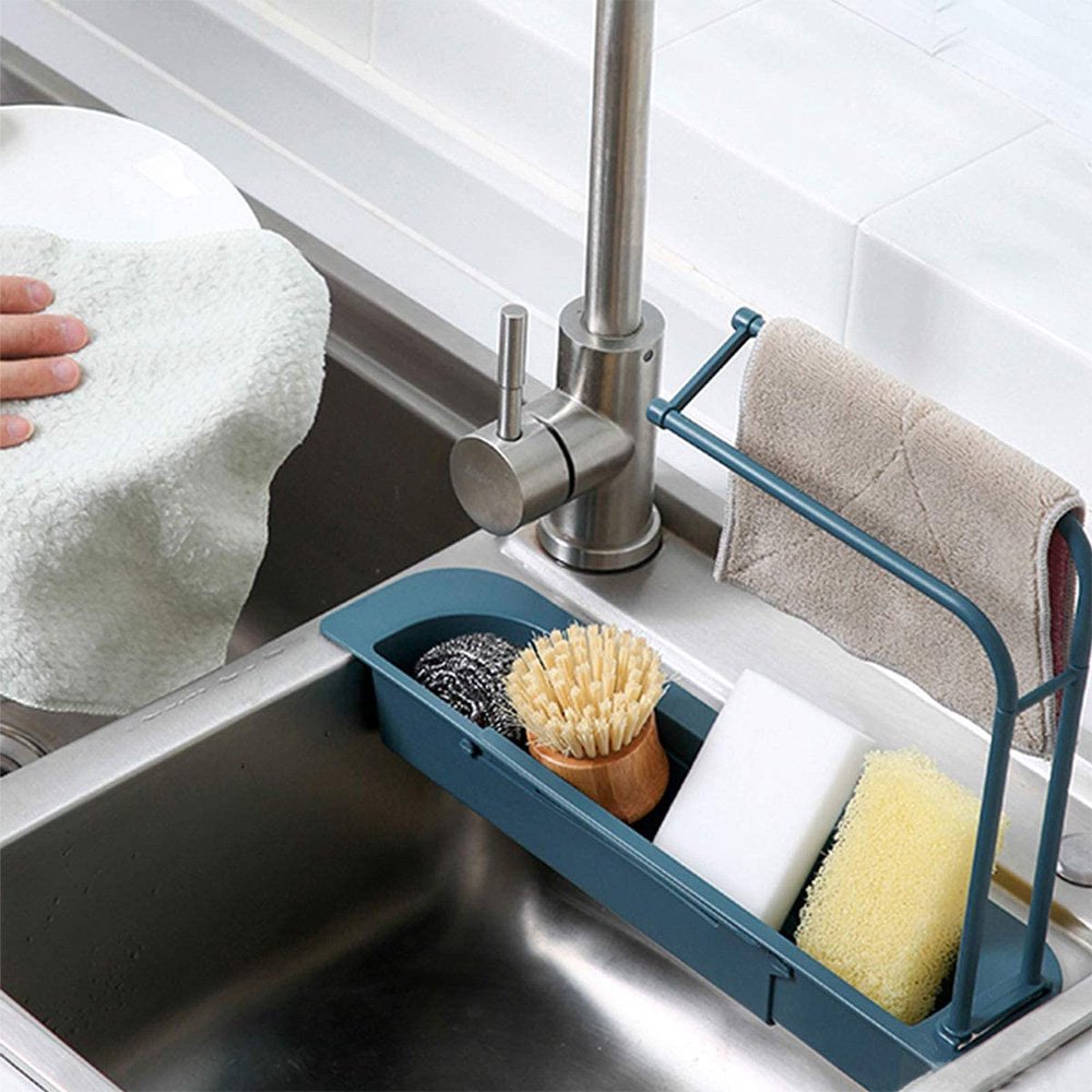 Adjustable Sink Rack Organiser With Cloth Hanger