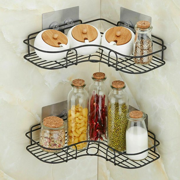 Metal Tringle Cornor Self Rack Organiser For Bathroom and Kitchen (Pack Of 2)
