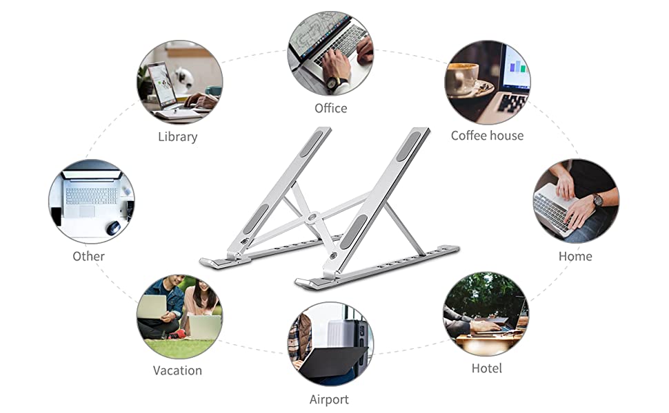 Adjustable & Portable Laptop Stand (Sturdy Aluminum Built)