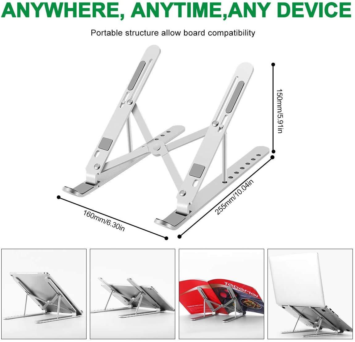 Adjustable & Portable Laptop Stand (Sturdy Aluminum Built)